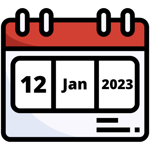 Illustration of a calendar showing the date 12 January 2023