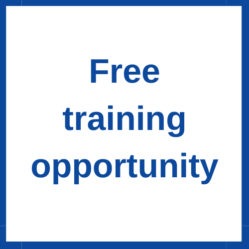 Blue text on white background reads Free training opportunity